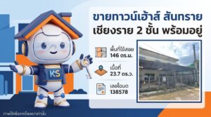 ประกาศขายทาวน์เฮ้าส์ 2 ชั้น สันทราย เชียงราย ตกแต่งพร้อมอยู่ เนื้อที่ 23.7 ตร.ว.