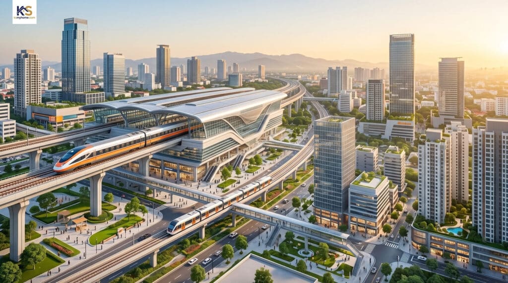 ภาพจำลองสถานีรถไฟขอนแก่น โซน TOD และการพัฒนาเมืองรอบสถานี แสดงศักยภาพทำเลทองสำหรับการลงทุนที่ดิน