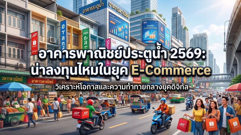 ปกบทความวิเคราะห์โอกาสการลงทุนอาคารพาณิชย์ย่านประตูน้ำ ปี 2569 ในยุค E-Commerce