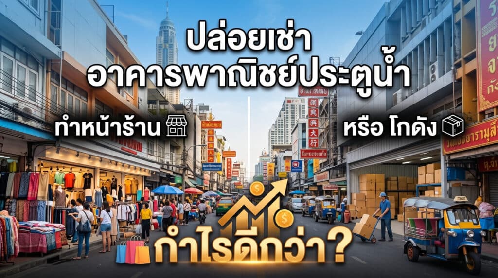 ภาพปกบทความ ปล่อยเช่าอาคารพาณิชย์ย่านประตูน้ำ เปรียบเทียบความคุ้มค่าระหว่างการเปิดหน้าร้านขายเสื้อผ้ากับการทำโกดังเก็บสินค้า แบบไหนสร้างกำไรได้ดีกว่ากัน